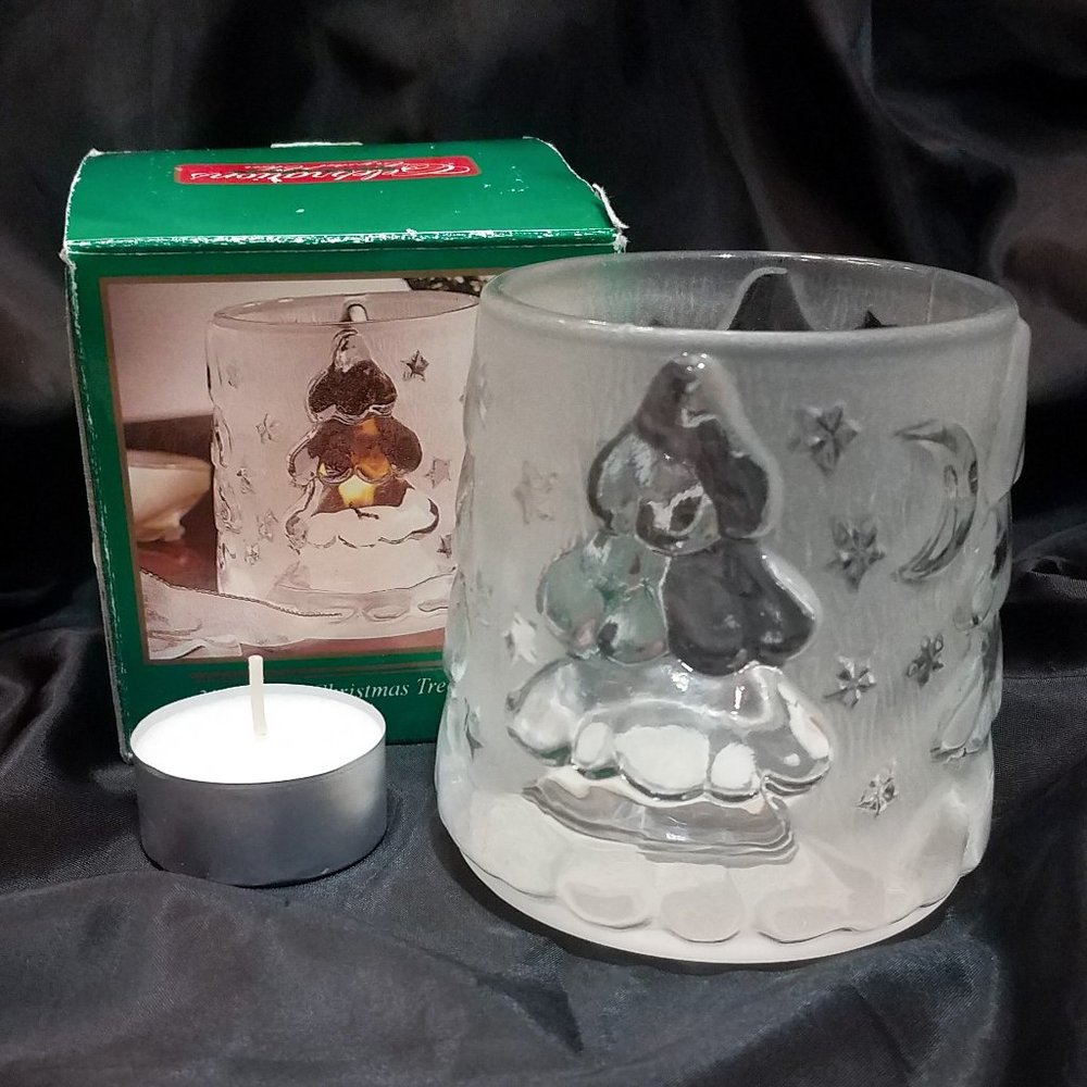 Vintage Frosted Christmas Tree Votive